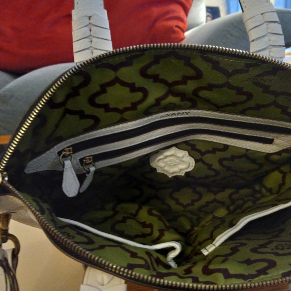 orYANY Cassie Pebbled Leather convertible shoulder satchel white dust bag - Picture 7 of 8